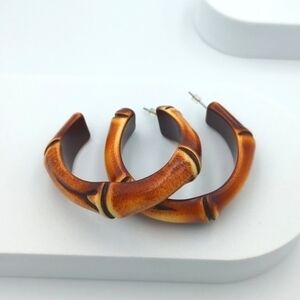 Statement bamboo-look plastic hoop earrings